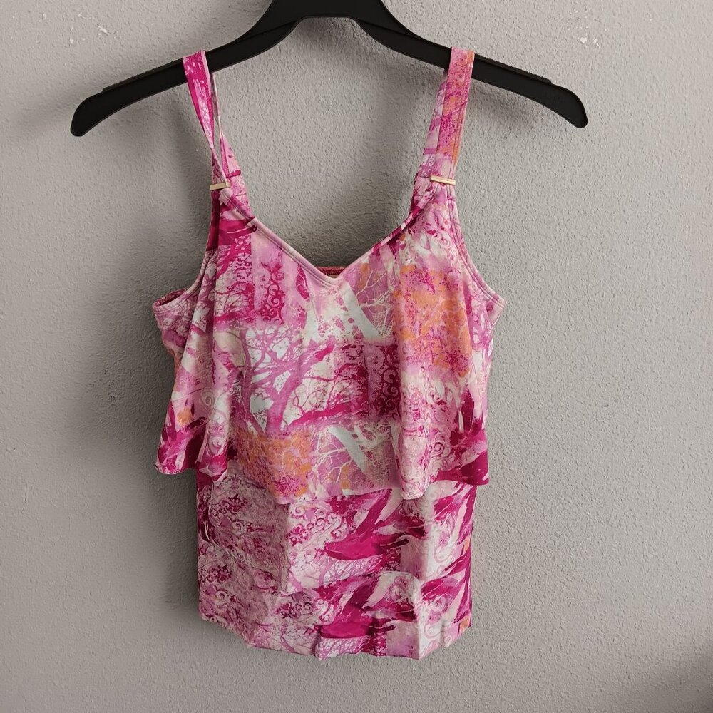 Susan Graver 3-pcs Soleil Tiered Tankini w/ Skirt & Brief ,Berry Sz a685176 - Picture 3 of 8